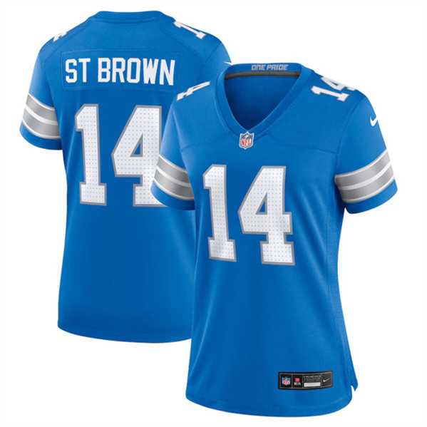 Women%27s Detroit Lions #14 Amon-Ra St. Brown Blue Stitched Jersey Dzhi